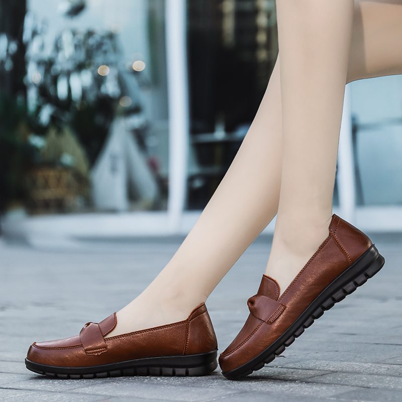 Victoria Retro Casual Loafer-sko I Læder Til Kvinder - Sort