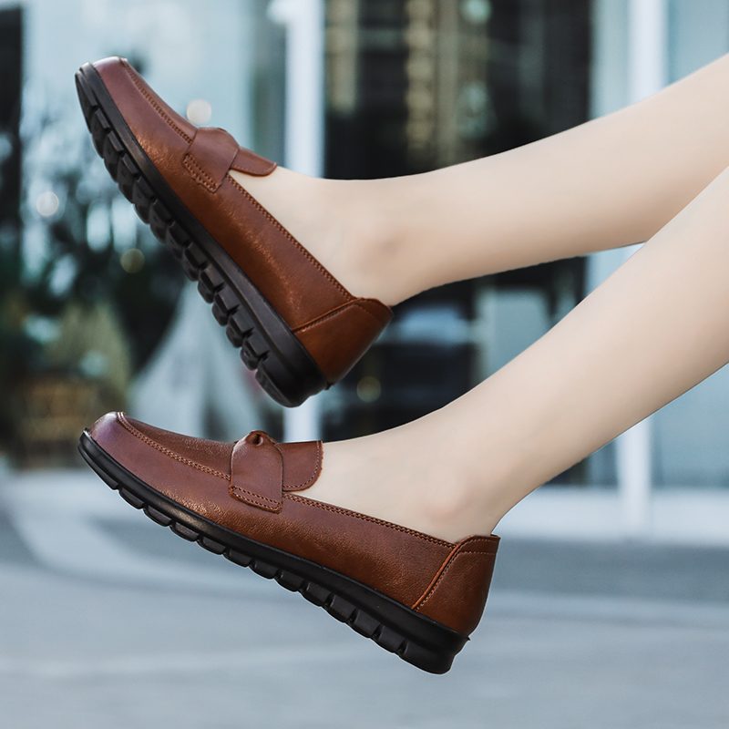 Victoria Retro Casual Loafer-sko I Læder Til Kvinder - Sort