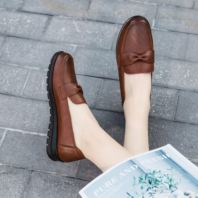 Victoria Retro Casual Loafer-sko I Læder Til Kvinder - Sort