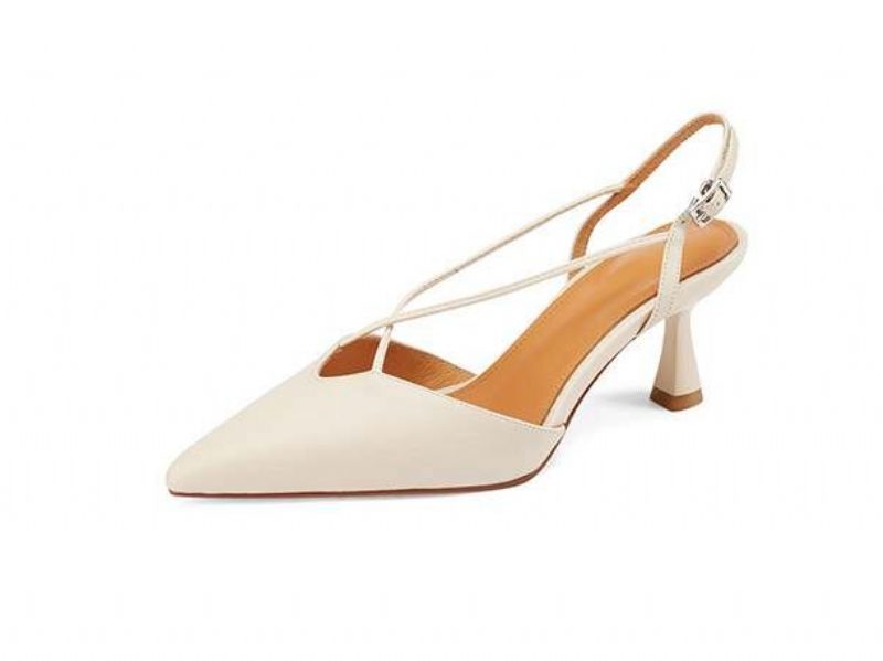 Vika Lædersandal Med Spids Tå Til Kvinder - Beige