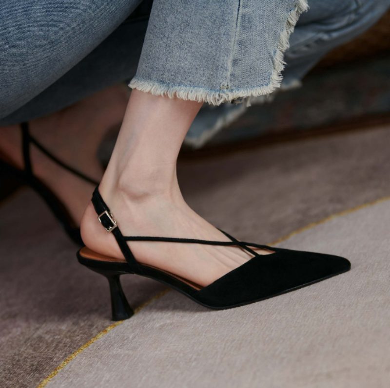 Vika Lædersandal Med Spids Tå Til Kvinder - Beige
