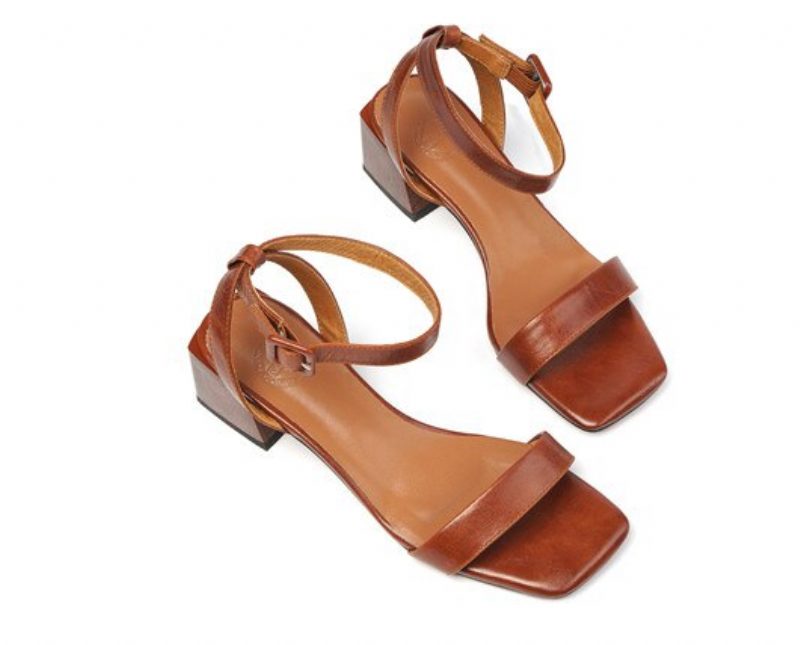 Virginia Sandal Med Metalspænde Og Hæle Til Kvinder - Brun