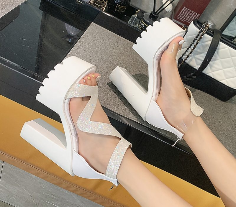 Yerssy Højhælet Sandal Til Kvinder Med Åben Tå - Sort