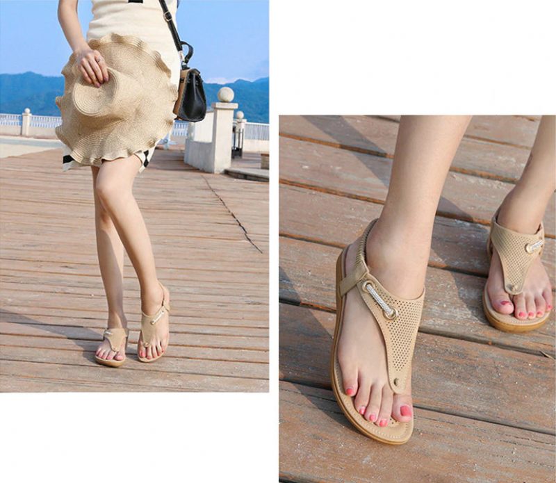 Yudith Sommersandal Med Flad Hæl Til Kvinder - Beige