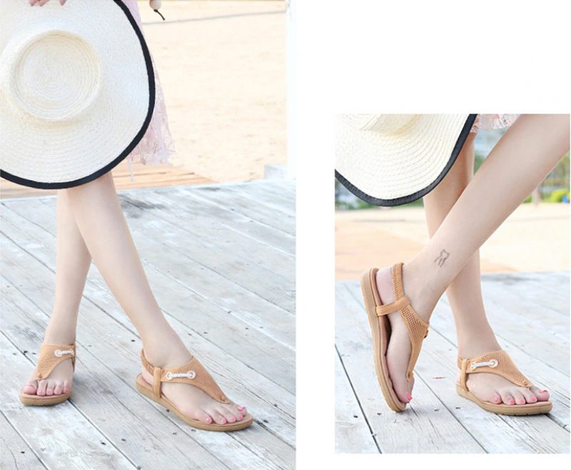 Yudith Sommersandal Med Flad Hæl Til Kvinder - Beige