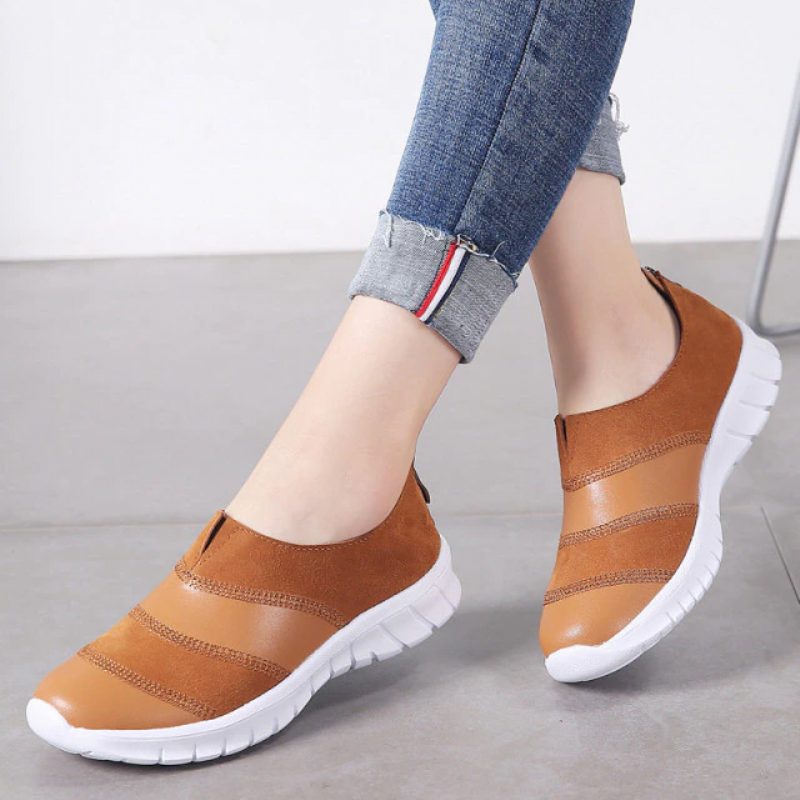 Yusuf Dame Loafer Slip-on Læder Fall Fashion Flade Sko - Brun