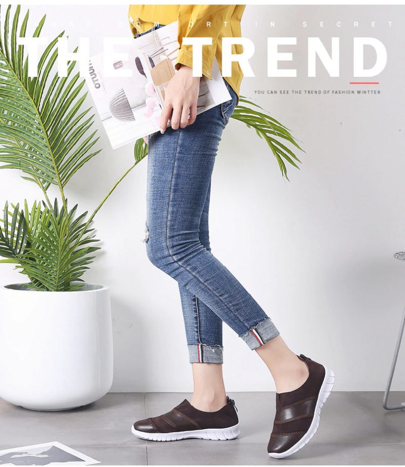 Yusuf Dame Loafer Slip-on Læder Fall Fashion Flade Sko - Brun