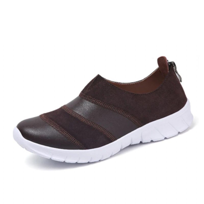 Yusuf Dame Loafer Slip-on Læder Fall Fashion Flat Black Sko - Brun