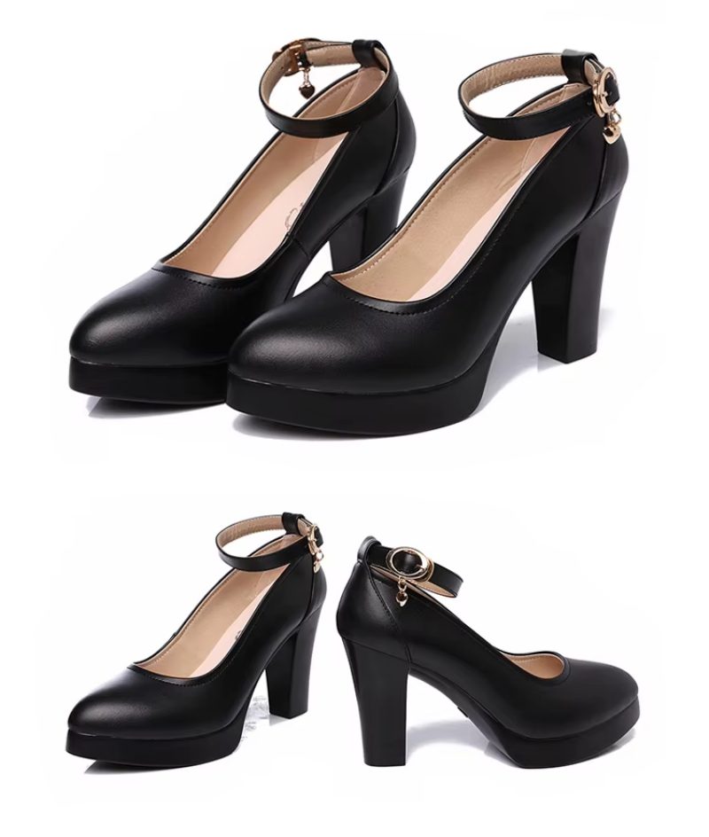 Zalma Kvinder Casual Almond Toe Pumps - Sort hæl 7.5 cm