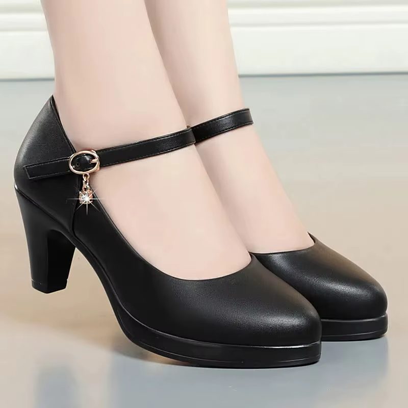 Zalma Kvinder Casual Almond Toe Pumps - Sort hæl 7.5 cm