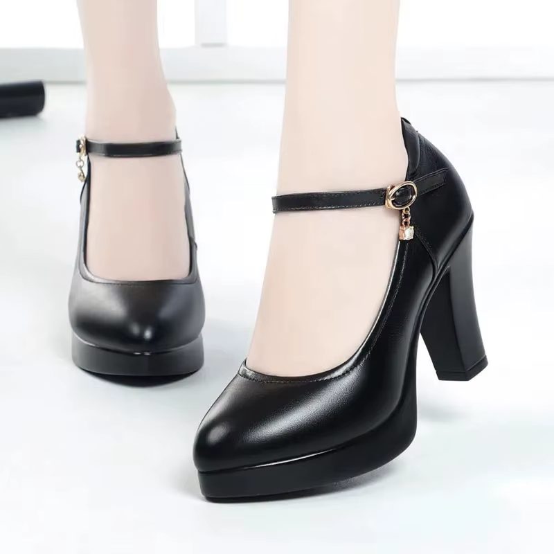 Zalma Kvinder Casual Almond Toe Pumps - Sort hæl 7.5 cm
