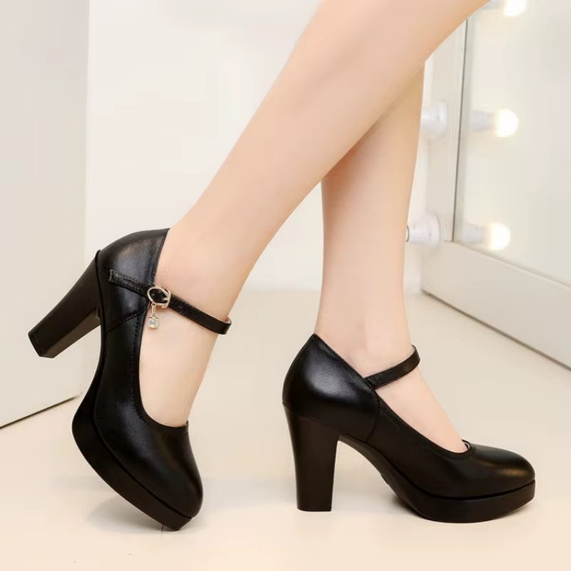 Zalma Kvinder Casual Almond Toe Pumps - Sort hæl 7.5 cm