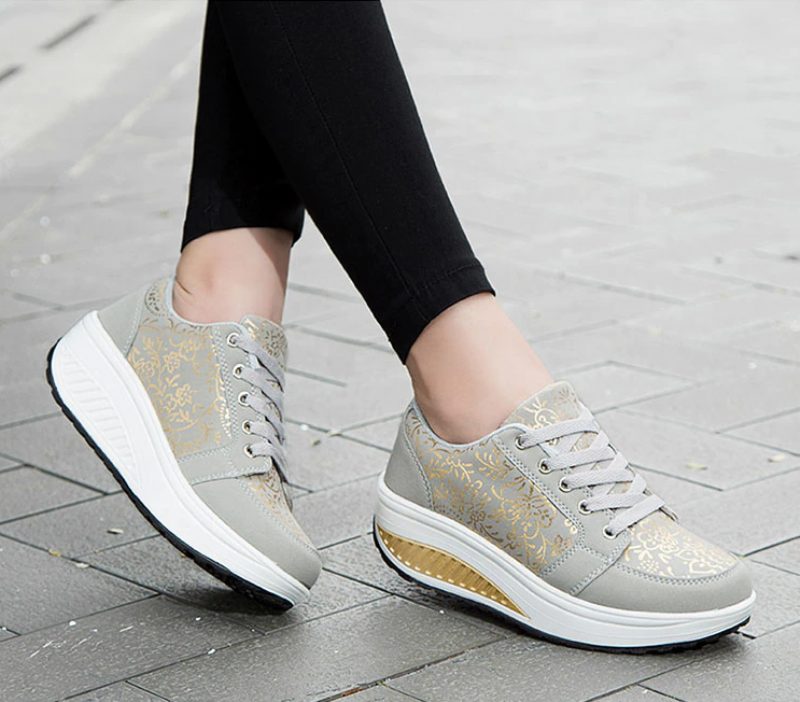 Zandia Walking Platform Sneaker Til Kvinder - Grå