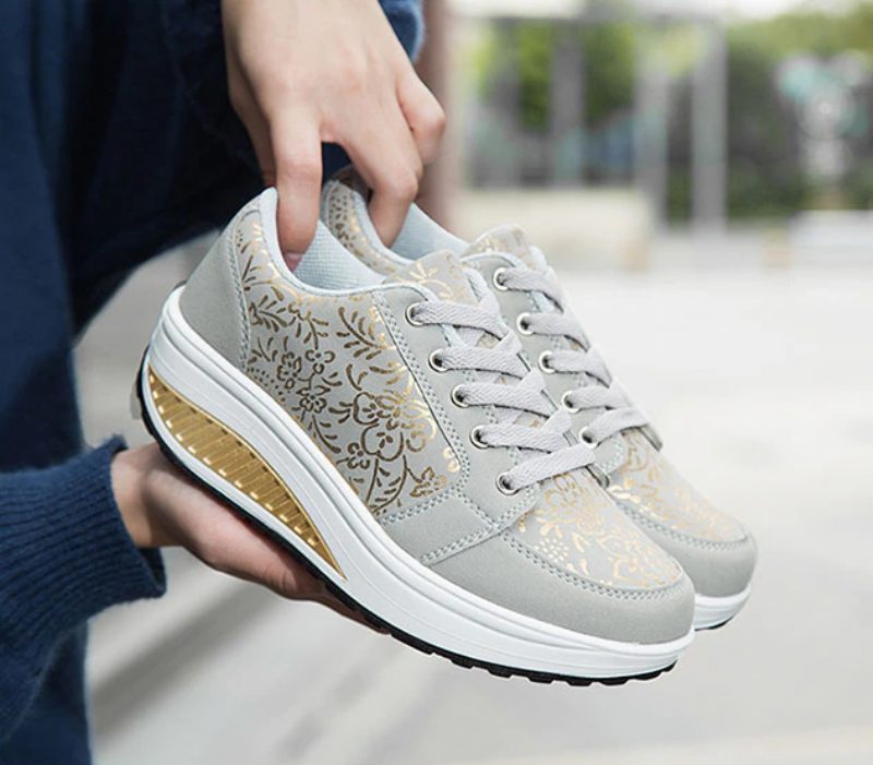Zandia Walking Platform Sneaker Til Kvinder - Grå